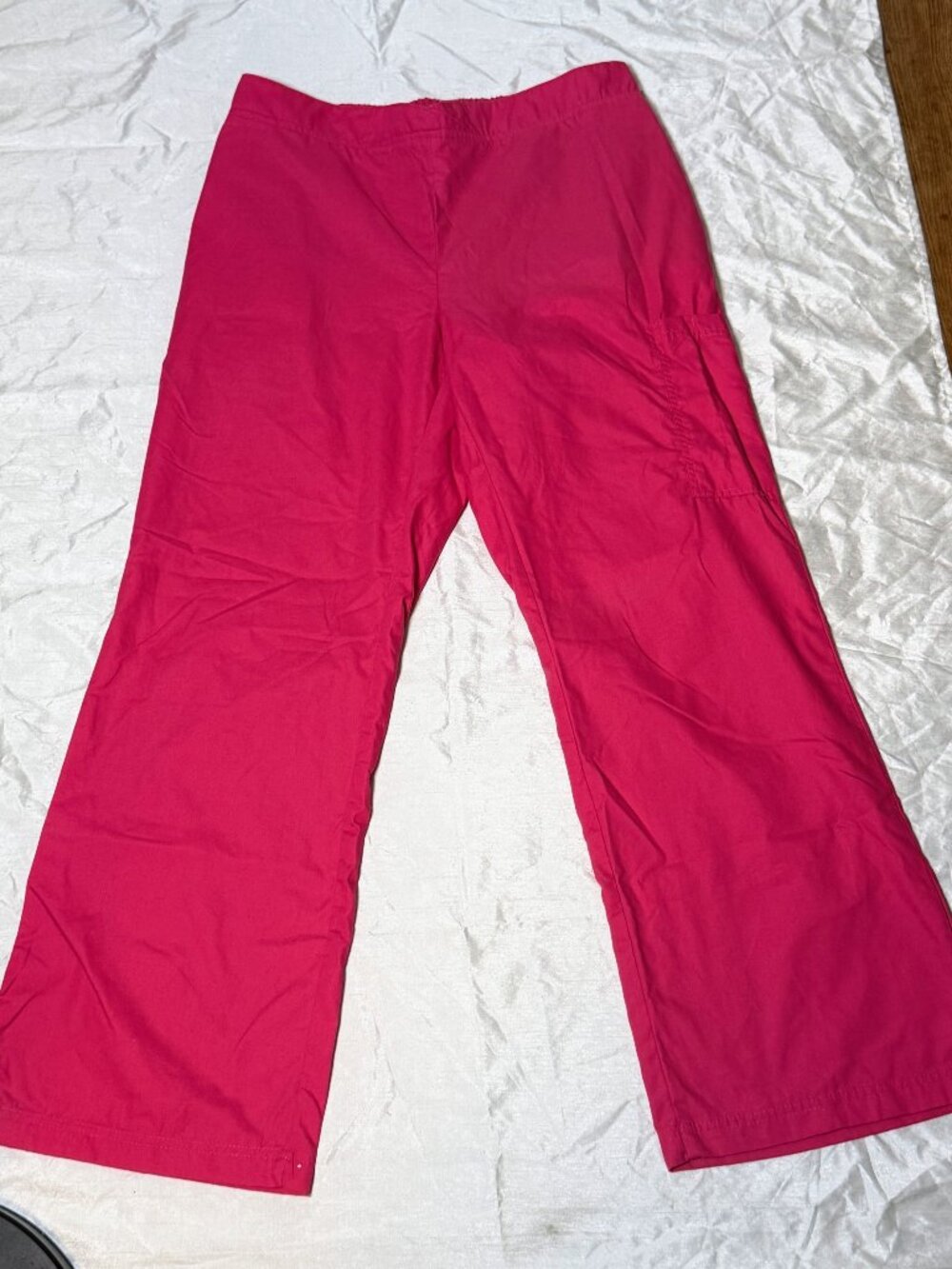 HH Works by Healing Hands women’s eggplant purple scrub pants featuring a contra